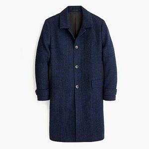 J Crew Ludlow Oversized Blue Herringbone Wool Coat